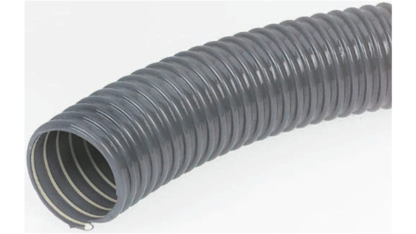 RS PRO Grey PVC Reinforced PVC Ducting, 5m, 80mm Bend Radius