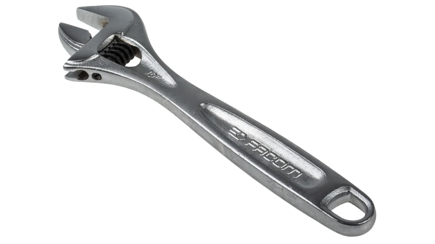 Facom Adjustable Spanner, 255 mm Overall, 30mm Jaw Capacity, Metal Handle