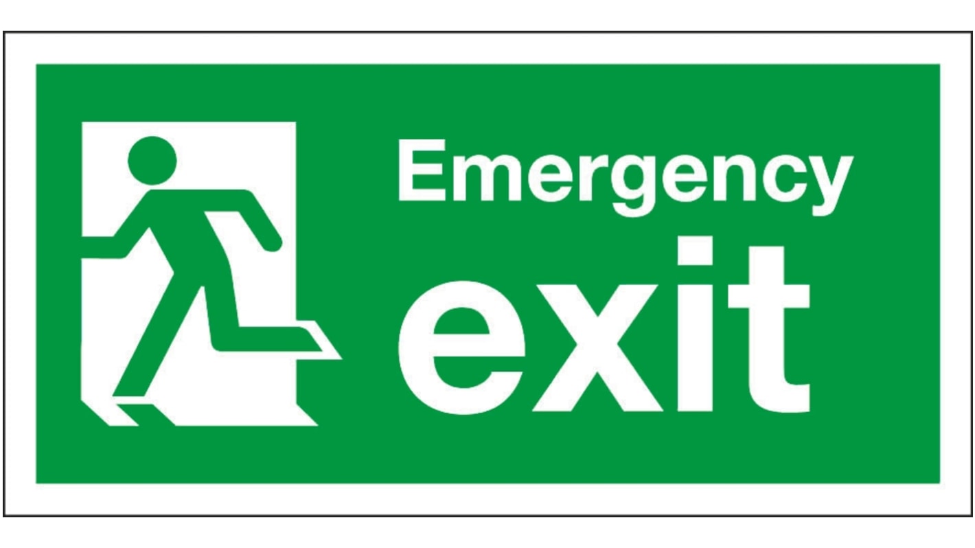 Etiqueta de salida de emergencia no iluminada con flecha hacia la izquierda Signs & Labels de Vinilo, idioma: Inglés,