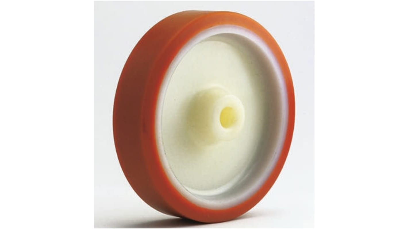 LAG Orange, White Polyurethane Abrasion Resistant, Hygienic, Laceration Resistant, Non-Marking Trolley Wheel, 400kg