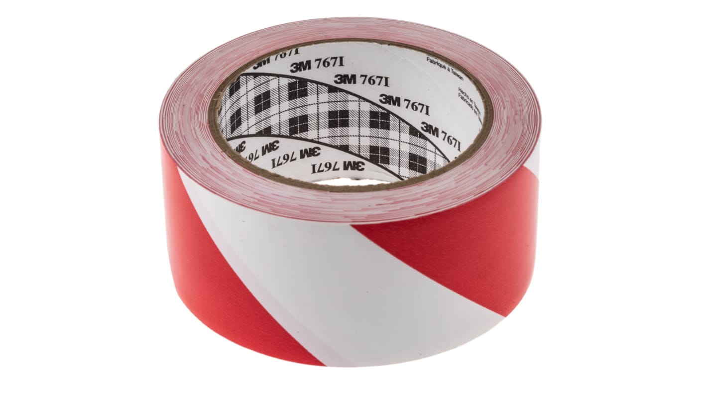 3M Scotch 767 Red, White Vinyl 33m Lane Marking Tape, 0.13mm Thickness