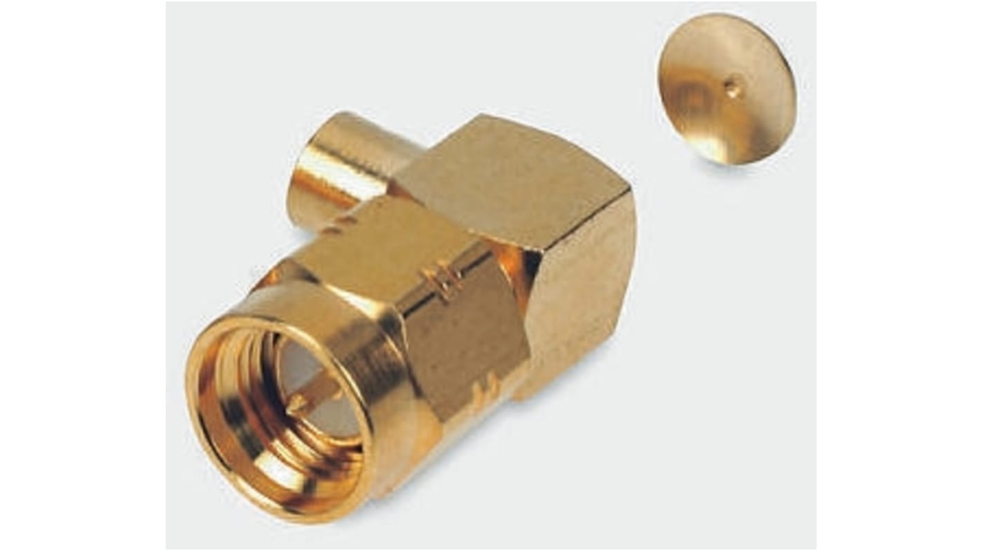 Conector coaxial Radiall R124154003W, Macho, Ángulo de 90° , Impedancia 50Ω, Montaje de Cable, Terminación de Soldador,