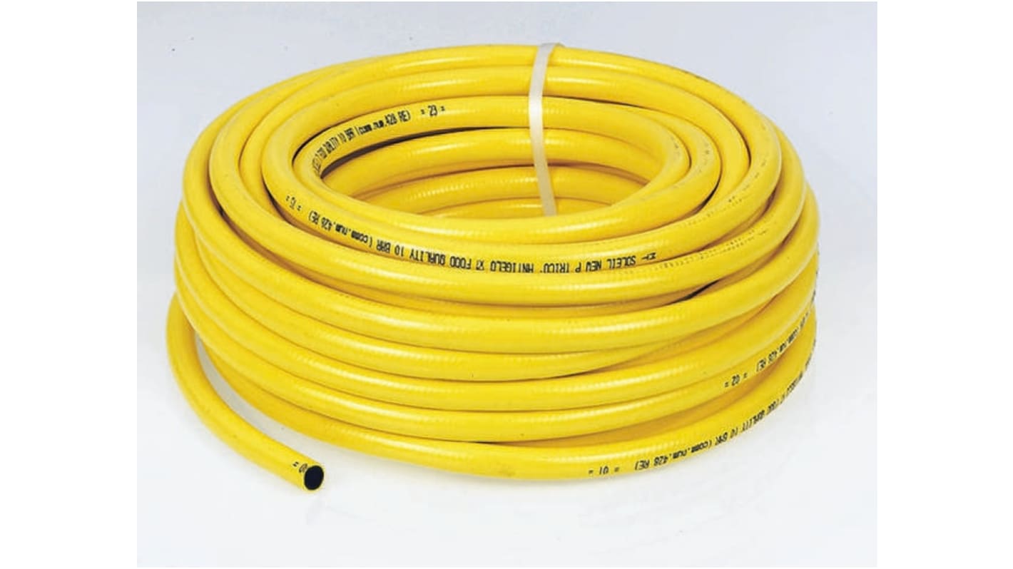 Merlett Plastics Flexible Tubing, PVC, 13mm ID, 19mm OD, Yellow, 25m