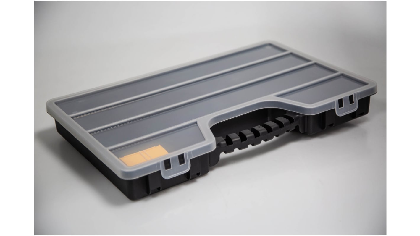 Caja organizadora RS PRO de 17 compartimentos ajustables de PP Negro, Transparente, 510mm x 330mm x 60mm