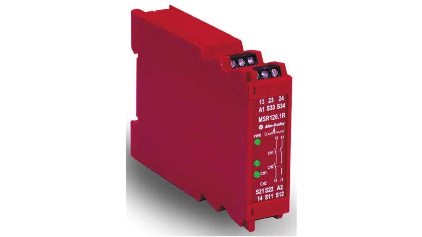 Rockwell Automation Dual-Channel Light Beam/Curtain, Safety Switch/Interlock Safety Relay, 115V ac, 2 Safety Contacts