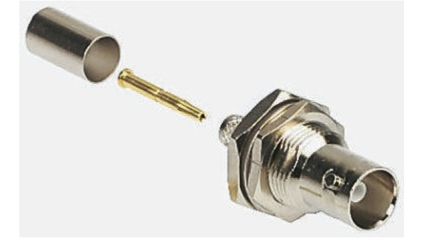 Amphenol, jack Panel Mount BNC Connector, 50Ω, Crimp Termination, Straight Body