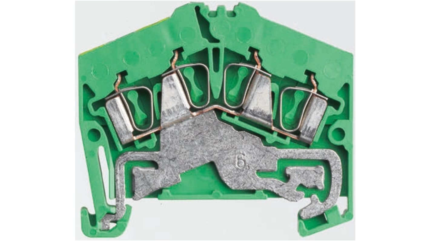 Weidmüller 2-Way ZPE 2.5-2 Earth Terminal Block, 26 → 12 AWG Wire, Clamp, Wemid Housing