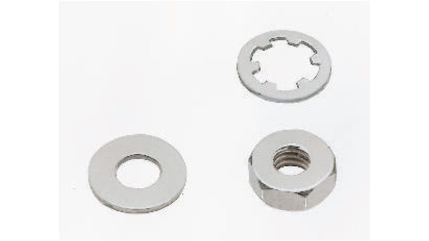 RS PRO Brass, Steel Hex Full Nut and Washers with Internal Tooth, Plain, 400 Pieces RS