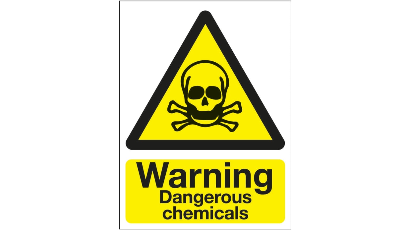 Signs & Labels Black/Yellow PVC Safety Labels, Warning Dangerous Chemicals-Text 400 mm x 300mm