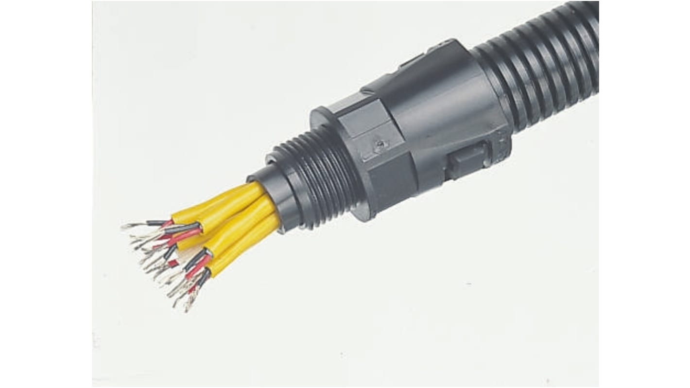 Racor para conducto Adaptaflex, Acodado 90° de Nylon 66 Negro, tamaño nom. 16mm, rosca M16, IP66