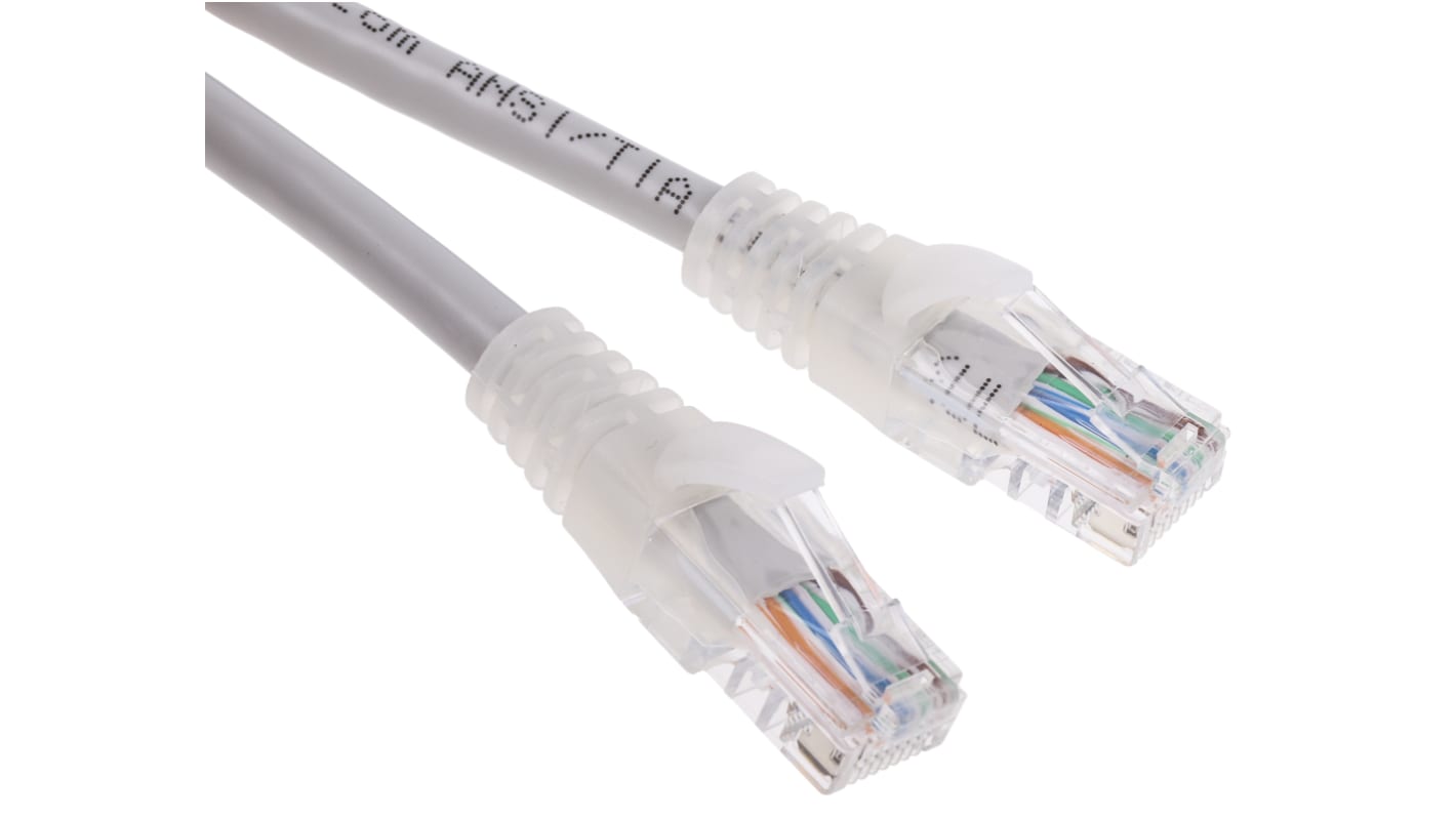 RS PRO Cat5e Male RJ45 to Male RJ45 Ethernet Cable, U/UTP, Grey PVC Sheath, 0.5m