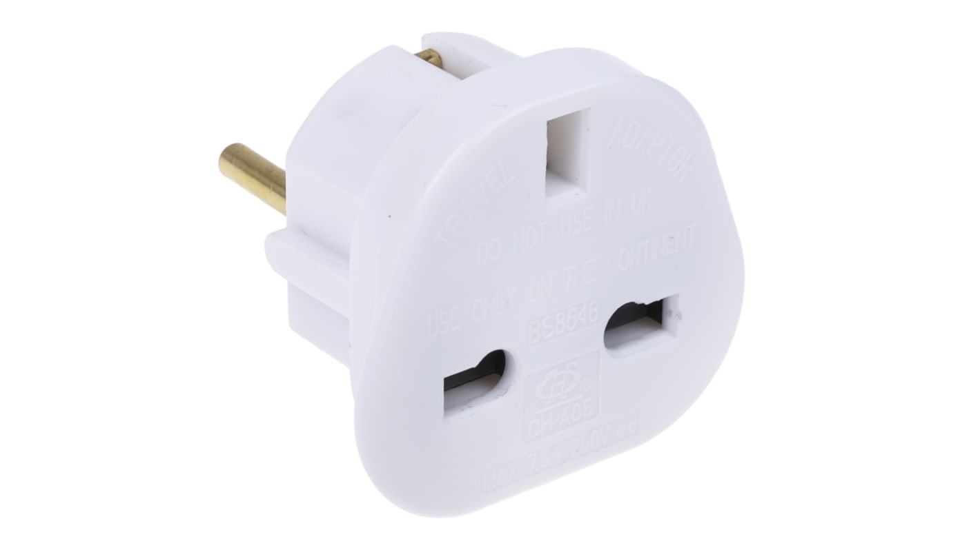 RS PRO UK to Europe Travel Adapter, Rated At 7.5A