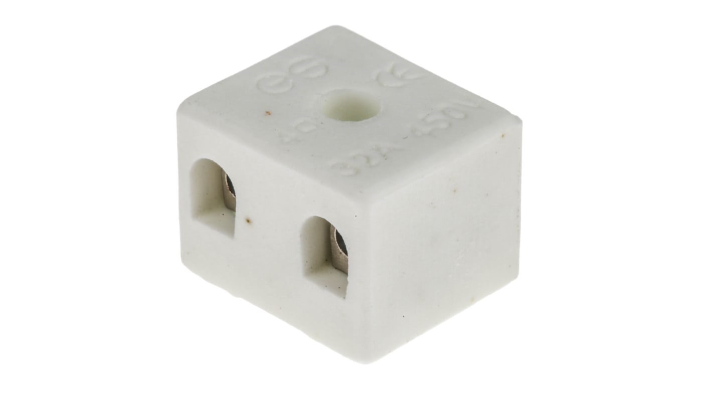 RS PRO NonFused Terminal Block, 2Way, 32A, 12 AWG Wire, Screw Down Termination RS
