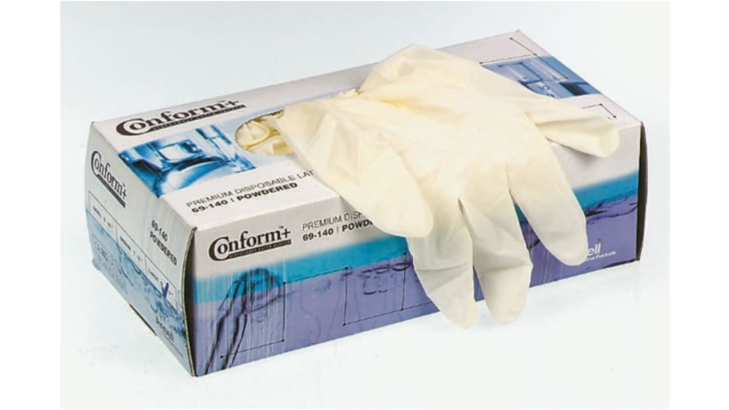 Ansell Natural Colour Powdered Latex Disposable Gloves, Size 9, Large, 1000 per Pack