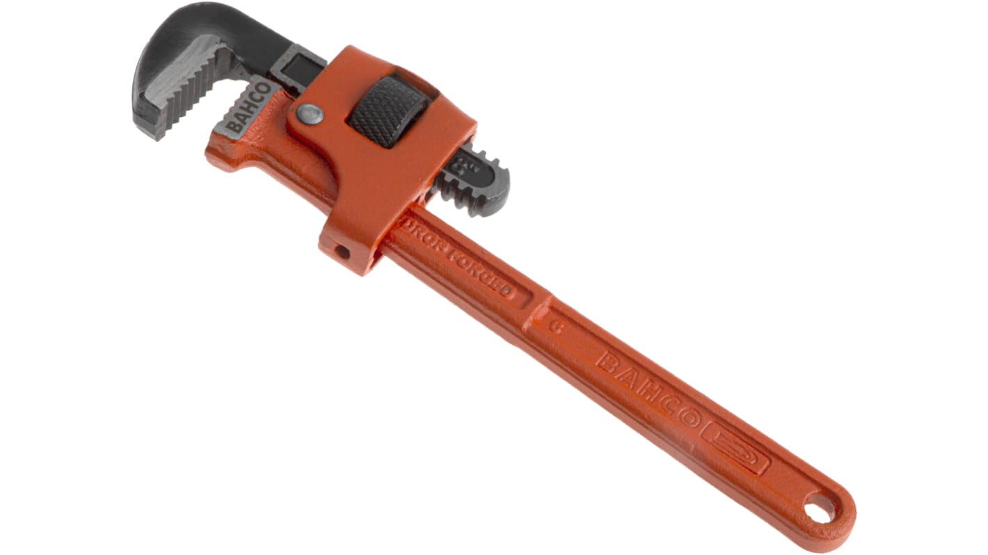 Bahco Pipe Wrench, 203.0 mm Overall, 25mm Jaw Capacity, Metal Handle