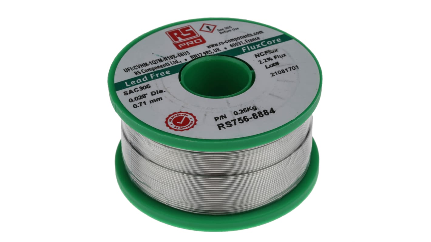 RS PRO Wire, 0.71mm Lead Free Solder, 217°C Melting Point