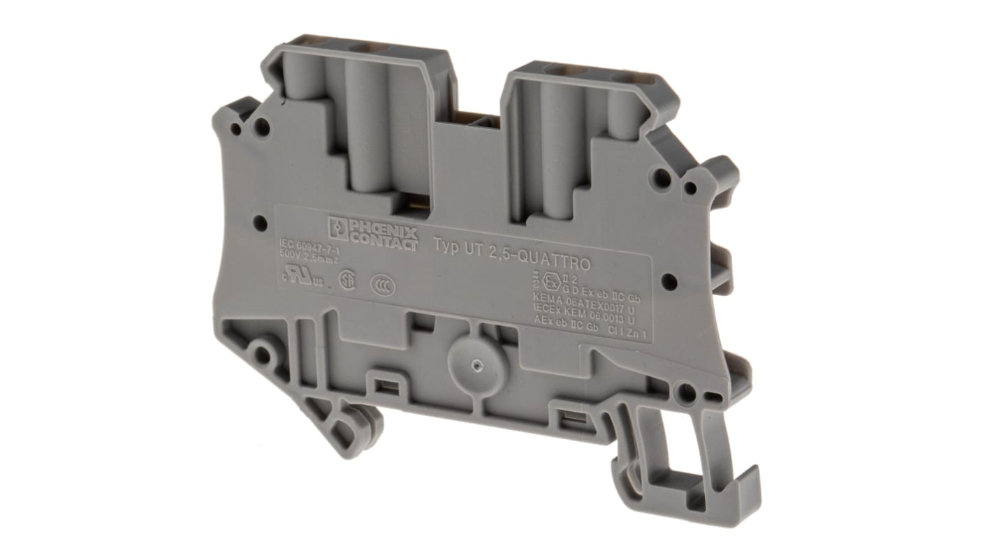 3044542 Phoenix Contact UT 2.5QUATTRO Series Grey DIN Rail Terminal