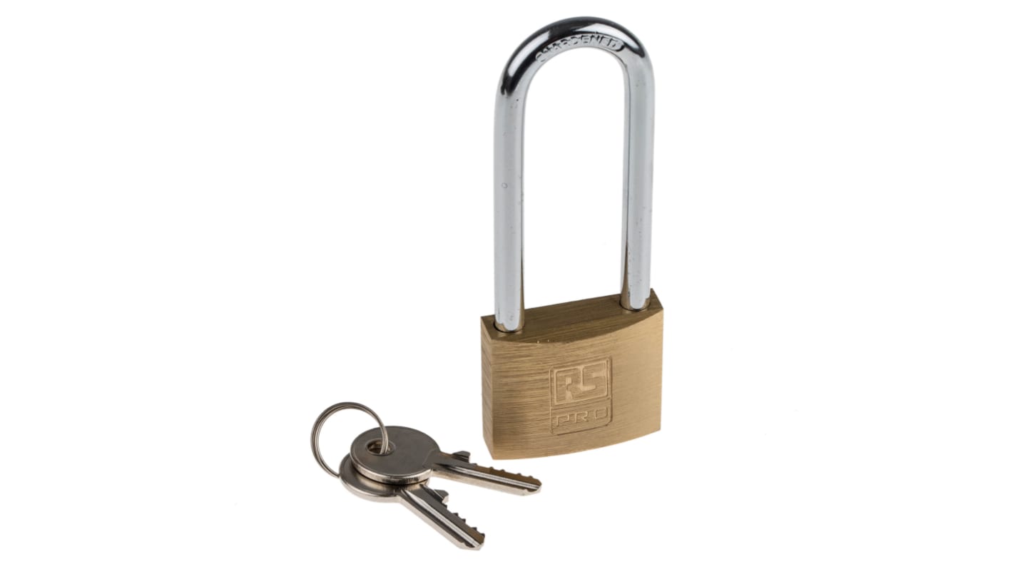 RS PRO Key Weatherproof Brass Padlock, 6mm Shackle, 40mm Body