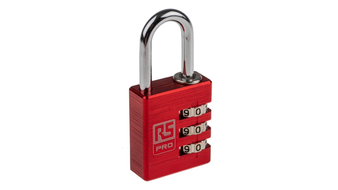 RS PRO Combination Weatherproof Aluminium Combination Padlock, 5mm Shackle, 30mm Body