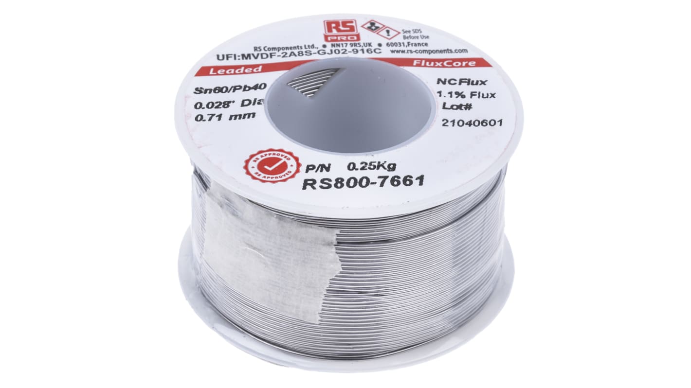 RS PRO Wire, 0.71mm Lead solder, 183°C Melting Point