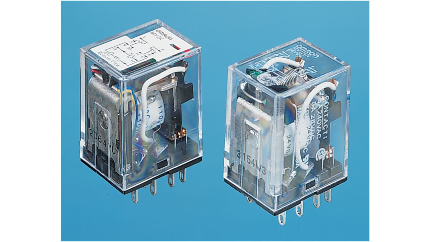 MY2 AC100/110 Omron パワーリレー 110V ac, 2c接点 プラグイン タイプ RS