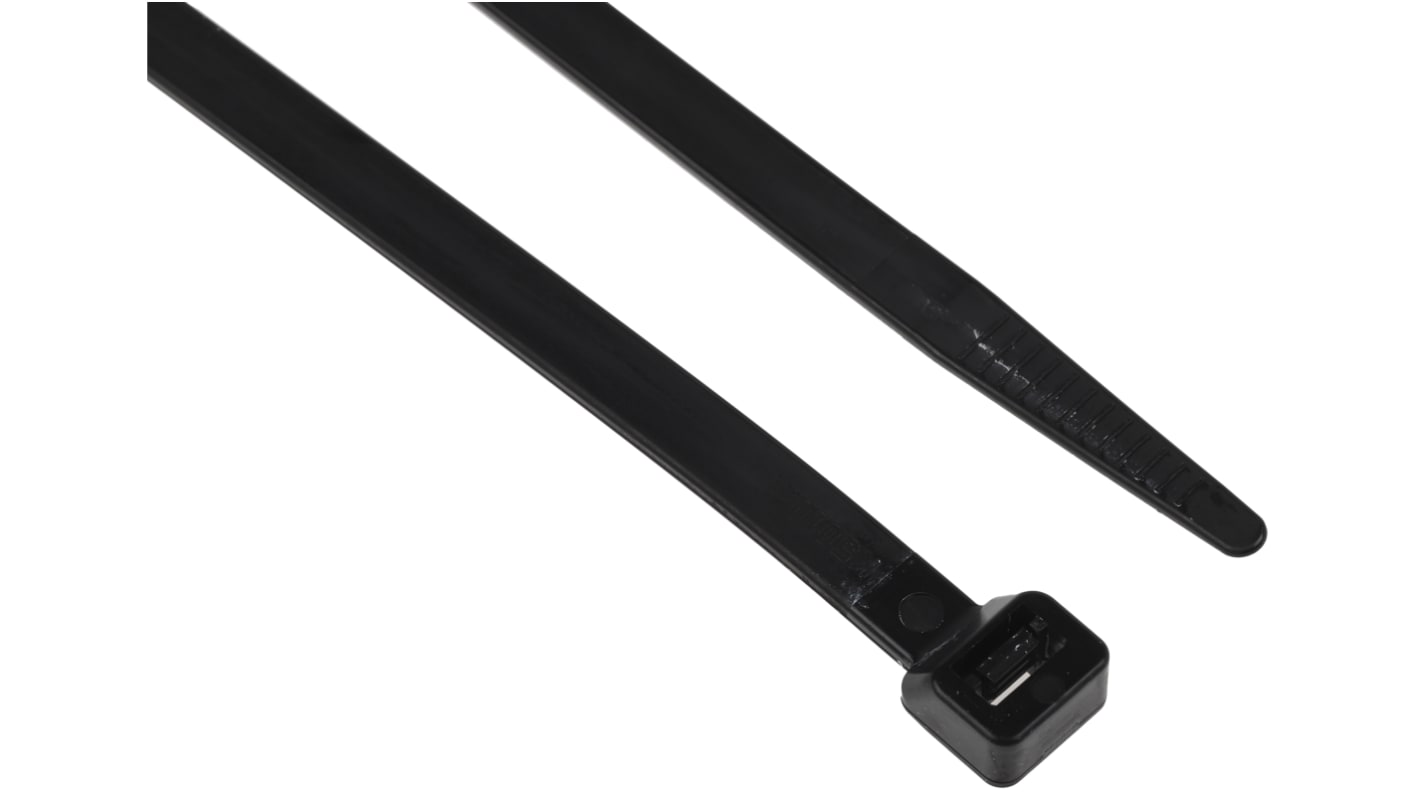 RS PRO Cable Tie, 380mm x 7.6mm, Black Nylon, Pk-100