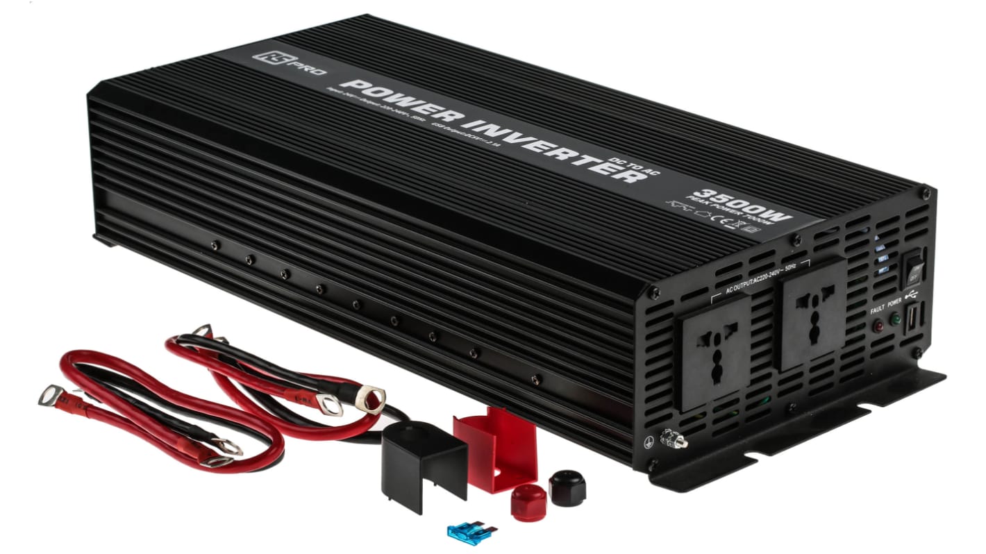 Inverter di potenza RS PRO, ingresso 24V cc, uscita 230V ca, 3500W, connettore Universale