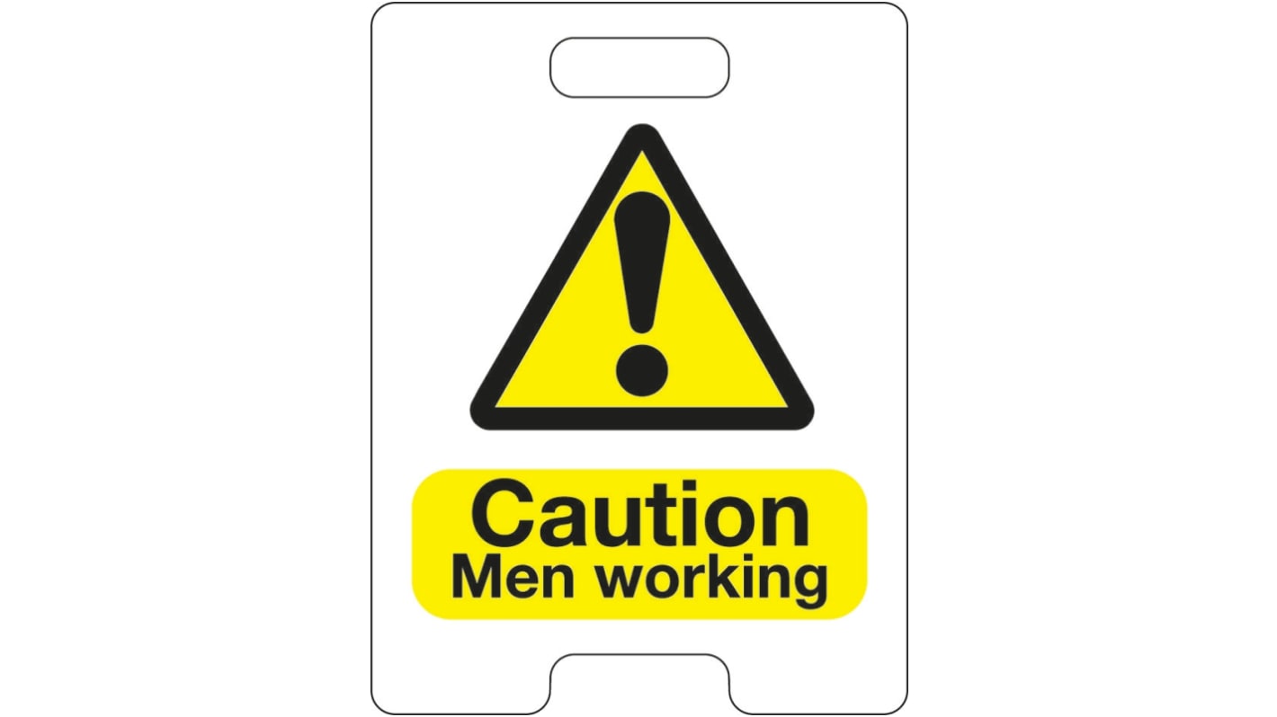 RS PRO Black/Yellow Plastic Safety Labels, Caution Men Working-Text 600 mm x 450mm