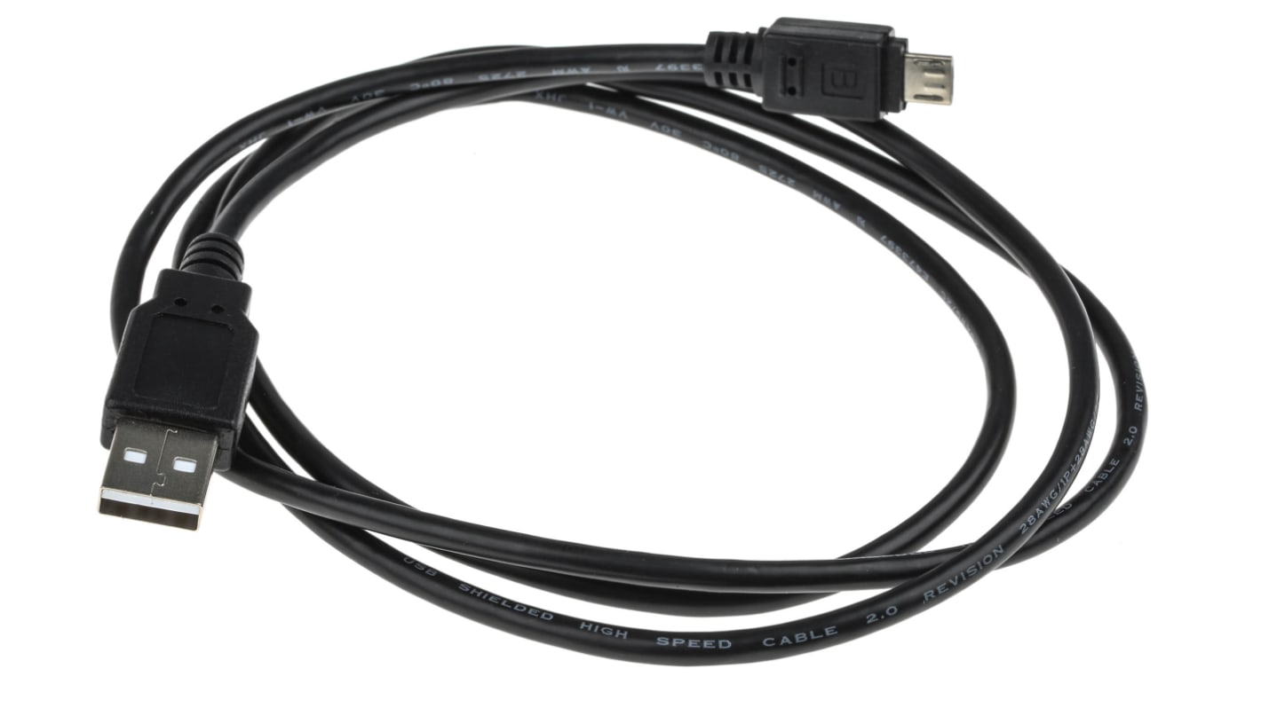 RS PRO USB-kabel, Sort, USB A til Mikro USB B, 1.2m