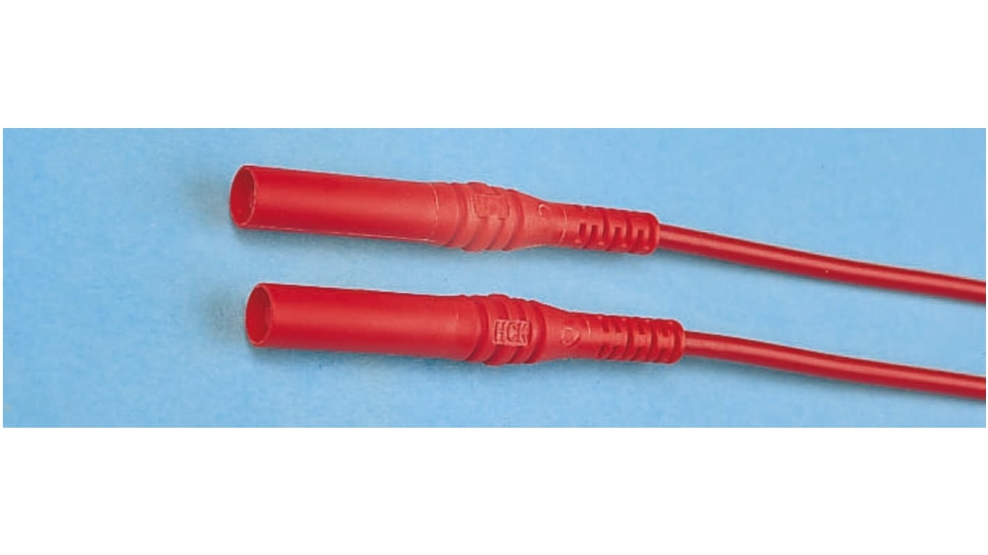 Cable de prueba Staubli de color Rojo, Macho-Macho, 1kV, 15A, 2m