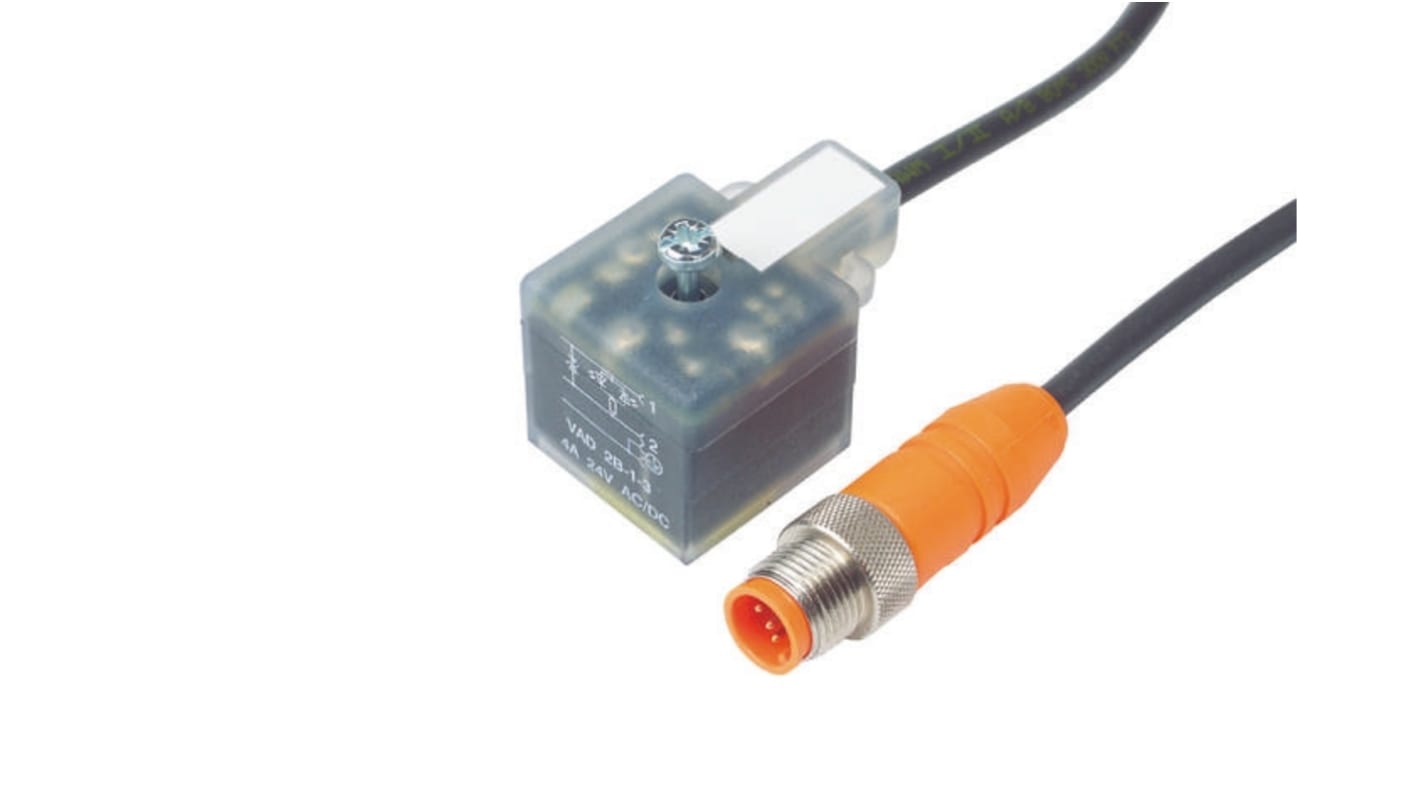 Lumberg Automation Right Angle Female 4 way DIN 43650 Form A to Straight Male 4 way M12 Sensor Actuator Cable, 1m