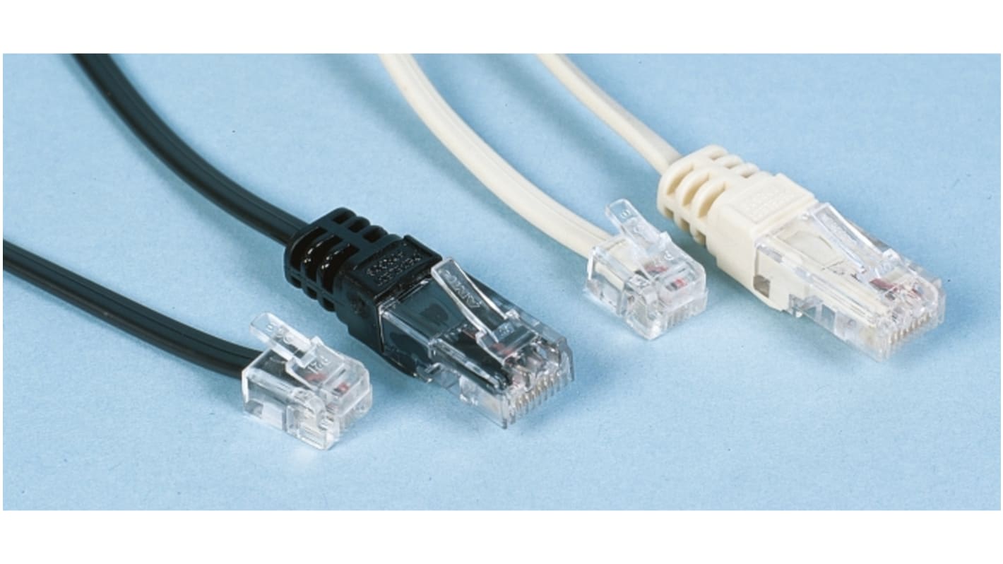 Decelect Ethernetkabel Cat.5, 3m, Weiß Patchkabel, A RJ45 Stecker, B RJ45