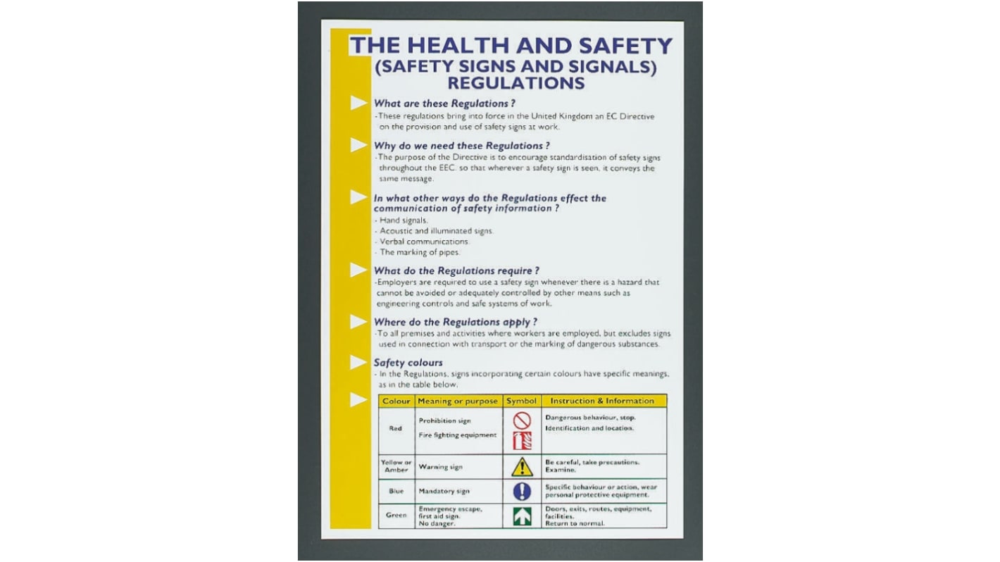 Signs & Labels Englisch Sicherheits-Wandtafel, Regulierung, Kunststoff H 600 mm B 420mm