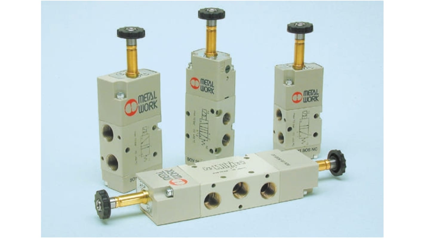 Elettrovalvole per pneumatica Metal Work, G 1/4, funzione 5/2, azionamento Solenoide/Solenoide, 110 V ac, 220 V ac, 24