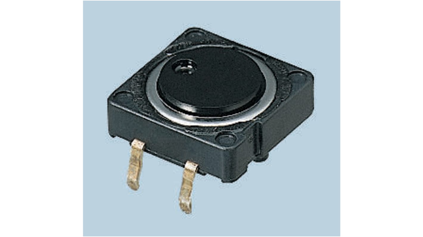 Black Button Tactile Switch, SPST 5 mA @ 12 V dc 0.8mm Snap-In