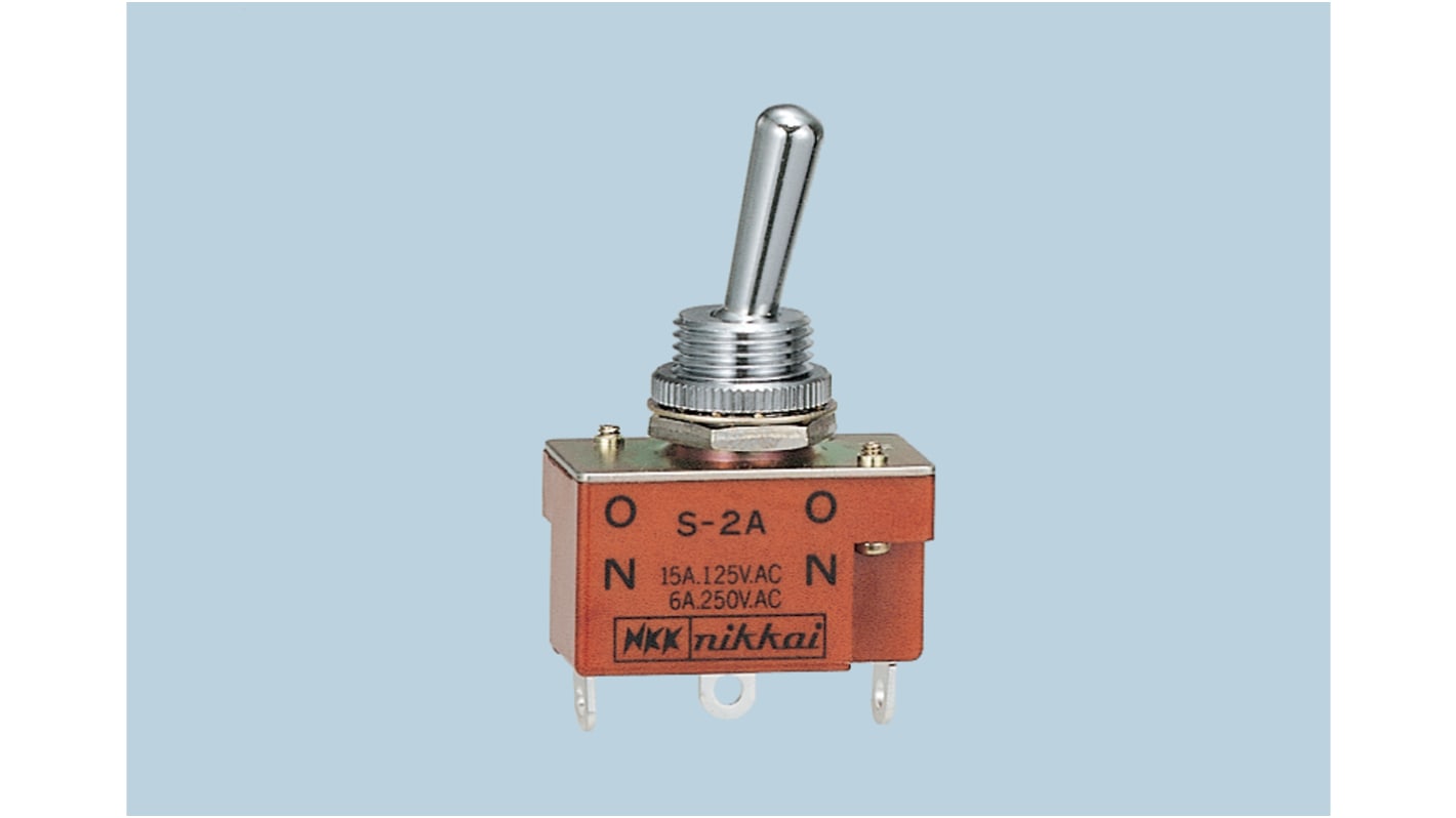 NKK Switches Toggle Switch, Panel Mount, On-None-Off, DPST, Solder Terminal