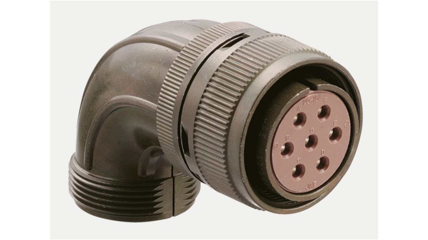 JAE Right Angle 19 Way Cable Mount MIL Spec Circular Connector Plug, Socket Contacts,Shell Size 22