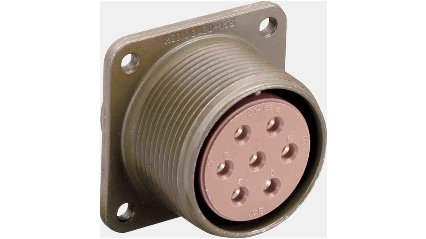 JAE 2 Way Box Mount MIL Spec Circular Connector Receptacle, Socket Contacts,Shell Size 12S