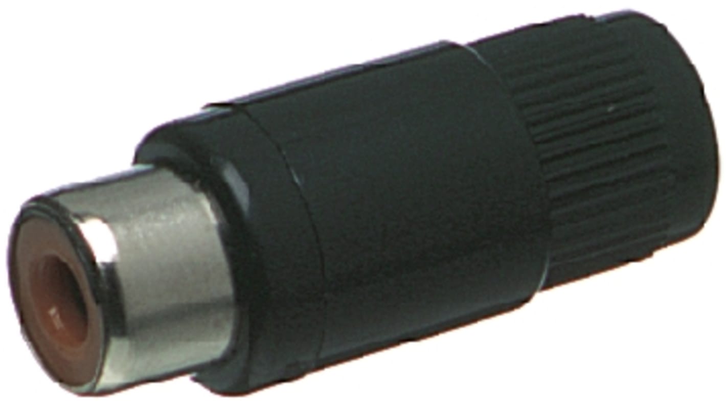 Conector RCA Hembra Lumberg, 2A, color Negro, Montaje de Cable