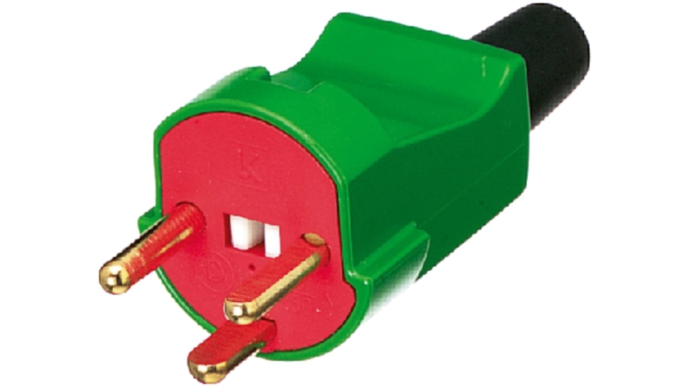 Síťová zástrčka barva Zelená, červená, formát pólů: 2P+E, 10A Zástrčka Dánsko Typ K – dánská, 250 V 0