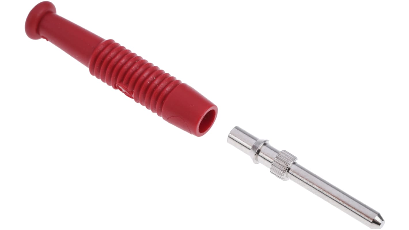 Conector banana Macho, 6A, 60V dc, Contacto Níquel, Rojo