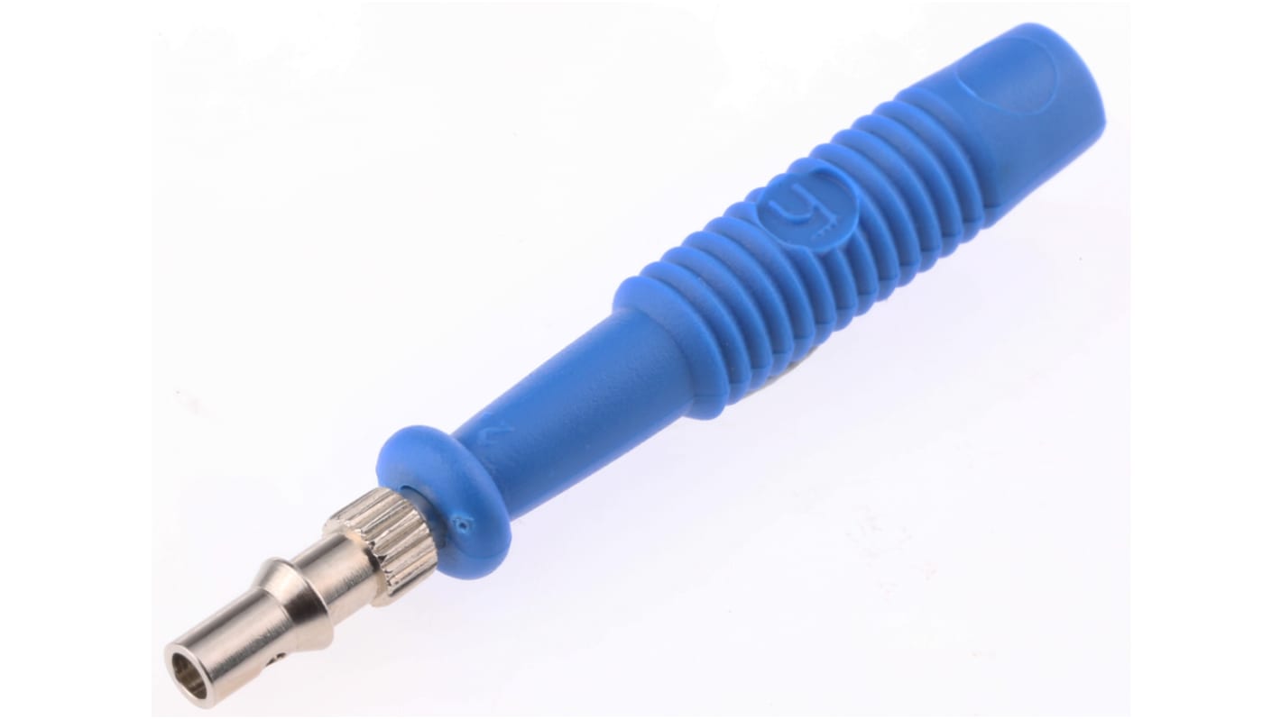 Hirschmann Test & Measurement Blue Male Banana Plug, 2mm Connector, Solder Termination, 6A, 60V dc, Nickel Plating