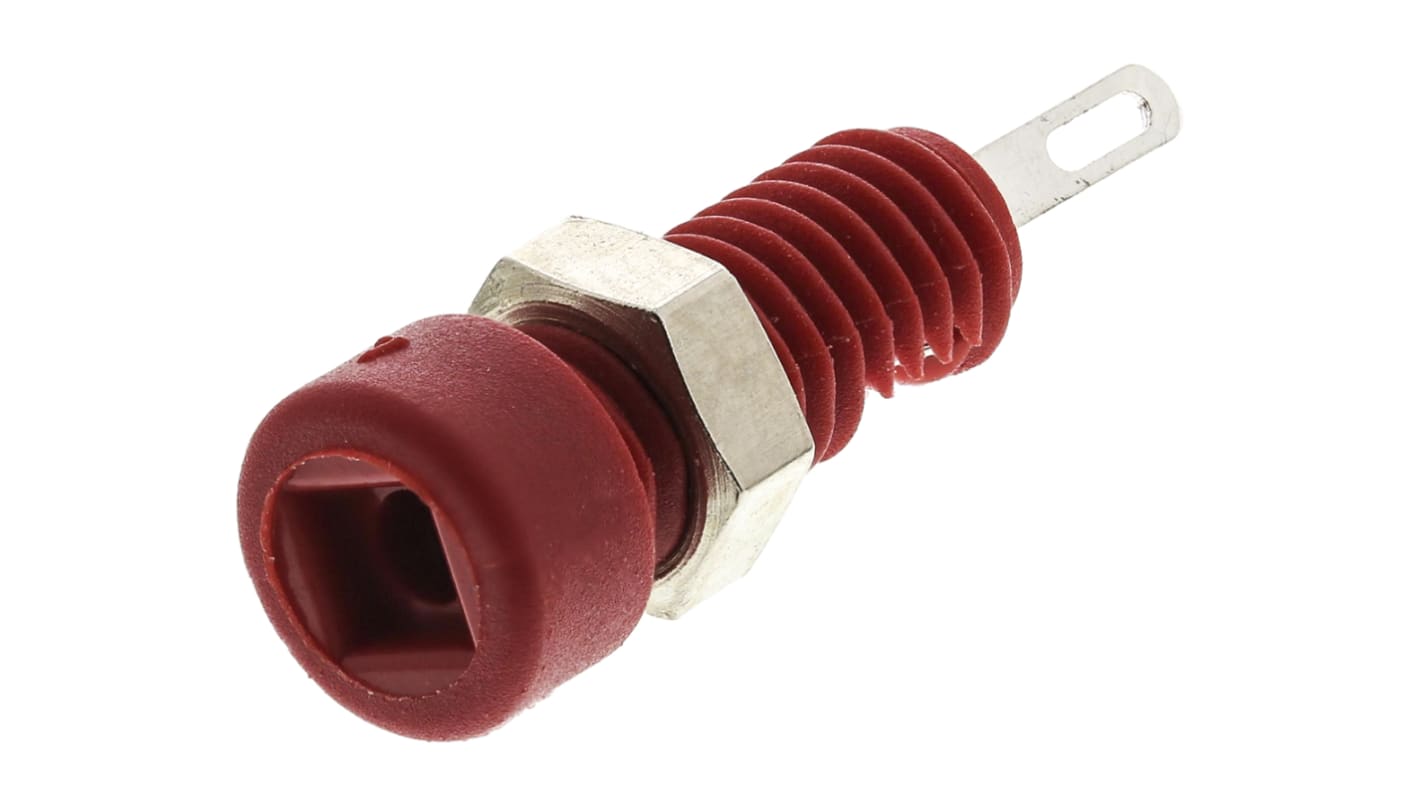 Conector banana hembra Hembra, 6A, 60V dc, Contacto Níquel, Estaño, Rojo