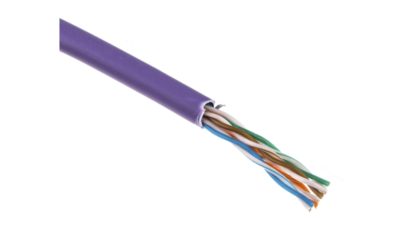 Cable Ethernet Cat5e U/UTP Molex Premise Networks de color Morado, long. 305m, funda de LSZH