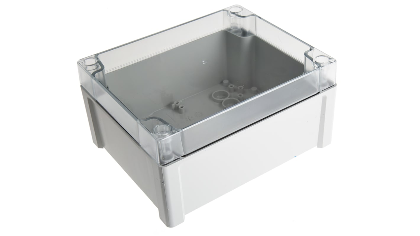 Boîtier Fibox TEMPO en ABS, 201.2 x 163.2 x 98.4mm, Gris, Transparent IP65