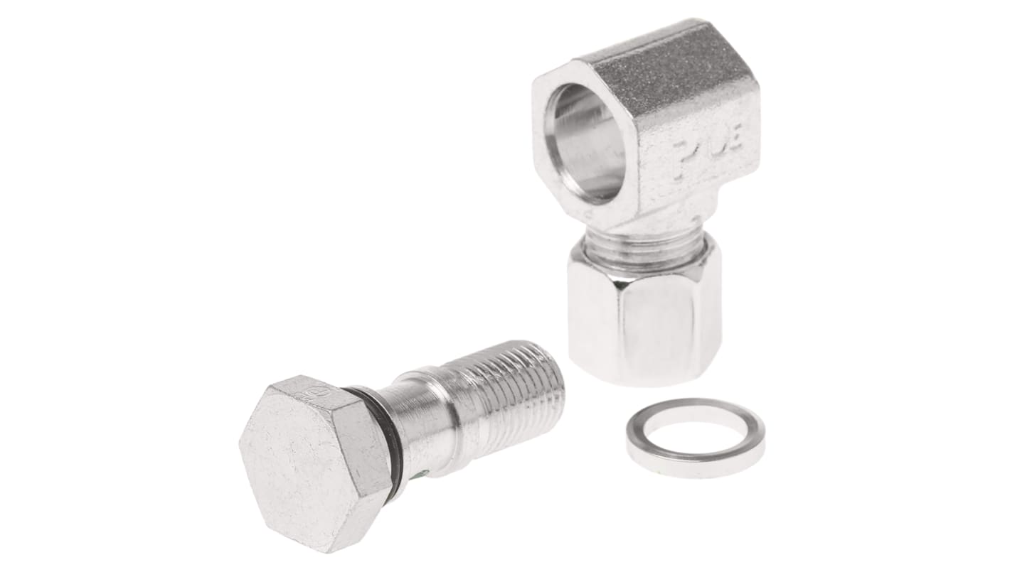 Parker WH Series Banjo Threaded-to-Tube Adaptor, G 1/4 Male to Push In 8 mm, Threaded-to-Tube Connection Style