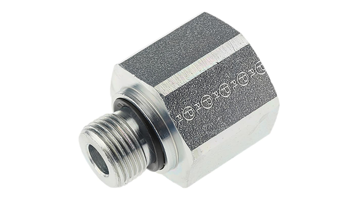 Parker Hydraulic Straight Threaded Reducer G 3/8 Male to G 1/2 Female, RI3/8EDX1/2CF