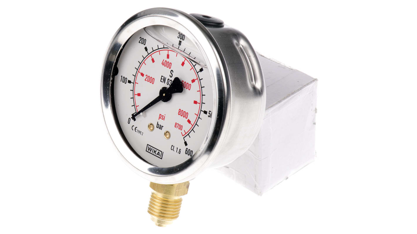 WIKA G 1/4 Analogue Pressure Gauge 600bar Bottom Entry, 9626977, 0bar min.