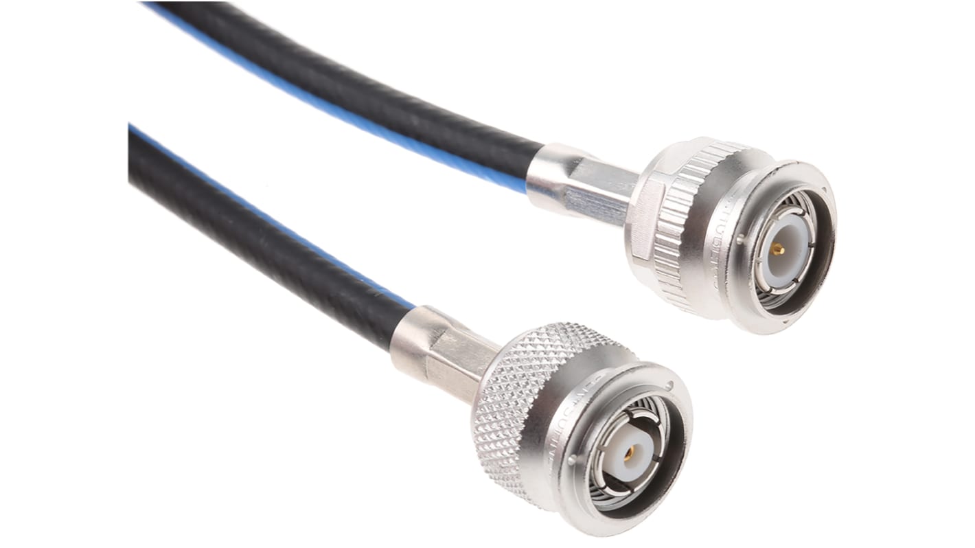 Cable coaxial Huber+Suhner, 50 Ω, con. A: RP-TNC, Macho, con. B: TNC, Macho, long. 1m Negro/Azul