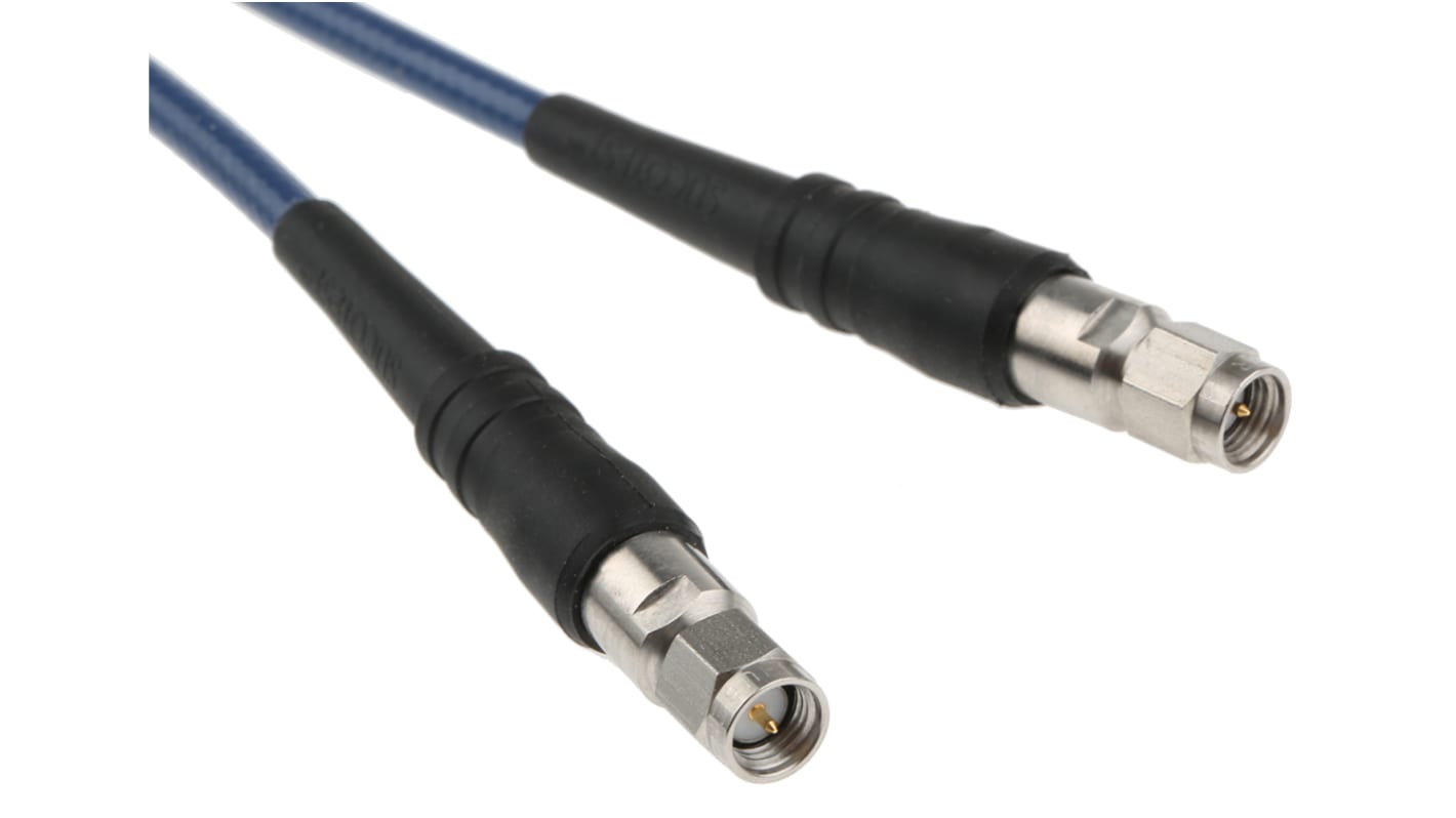 Cable coaxial Huber+Suhner, 50 Ω, con. A: SMA, Macho, con. B: SMA, Macho, long. 914mm Azul